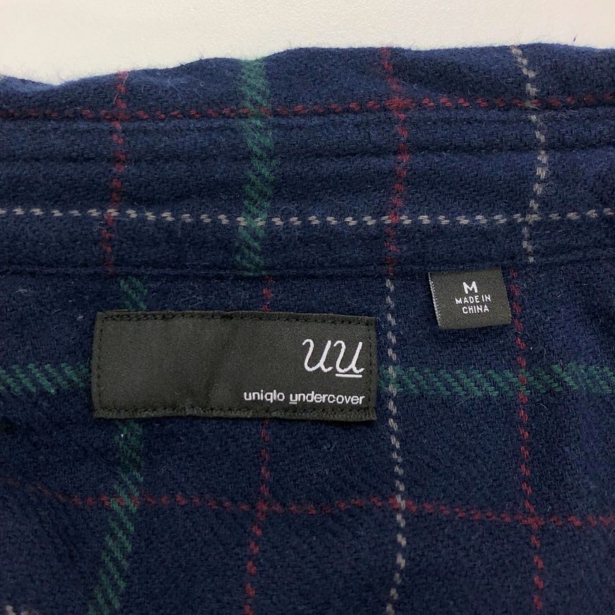 中古◆ユニクロ アンダーカバー ネルシャツ 長袖 コットン チェック コラボ ネイビー メンズ サイズM UNIQLO UNDERCOVER 【AFB46】
