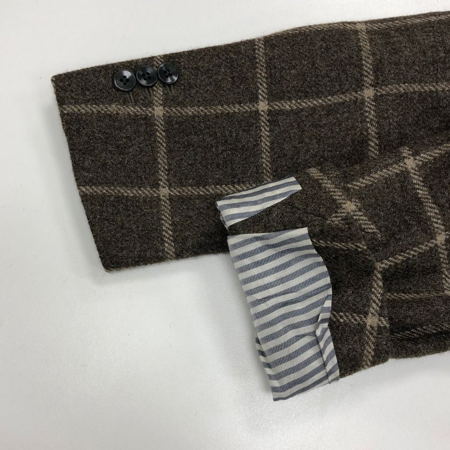 ボリオリ テーラードジャケット ドーバー チェック柄 ウール ブラウン系 メンズ サイズ48 BOGLIOLI【LA】