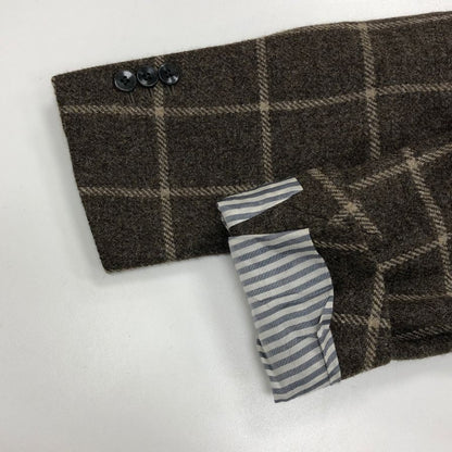 ボリオリ テーラードジャケット ドーバー チェック柄 ウール ブラウン系 メンズ サイズ48 BOGLIOLI【LA】