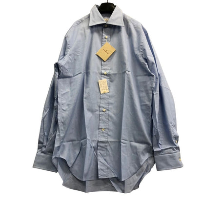 新品同様◆エルメネジルドゼニア 長袖ドレスシャツ ブルー サイズ39/15.5 Ermenegildo Zegna 【AFB34】