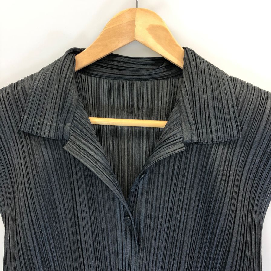 美品◆プリーツプリーズ ワンピース PP51-JH163 ノースリーブ ポリエステル レディース ブラック サイズ3 PLEATS PLEASE 【AFB33】