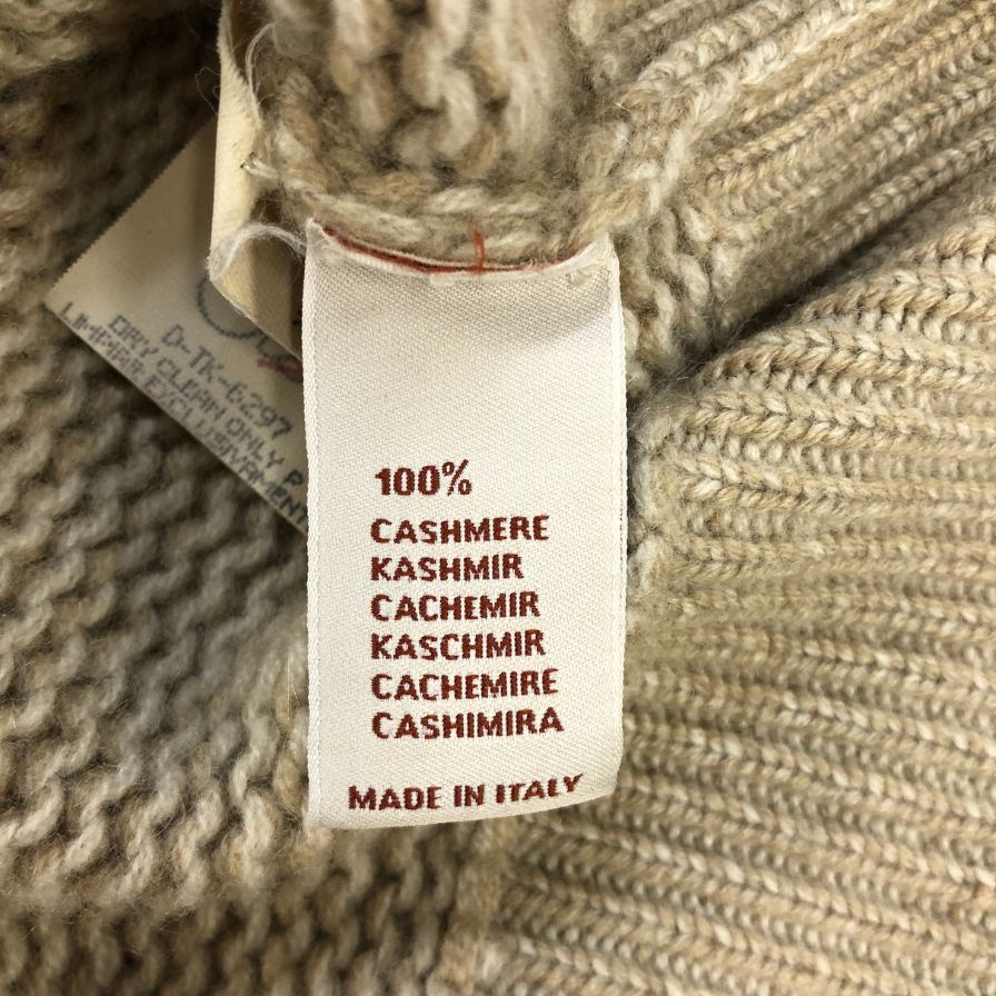 美品◆エルメネジルドゼニア ニットセーター カシミヤ100% クルーネック ベージュ系 サイズ50 メンズ Ermenegildo Zegna 【AFB41】