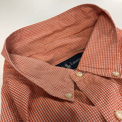 極美品◆ラルフローレン ボタンダウンシャツ 90S オールド チェック オレンジ系 メンズ サイズ18 Ralph Lauren 【AFB5】
