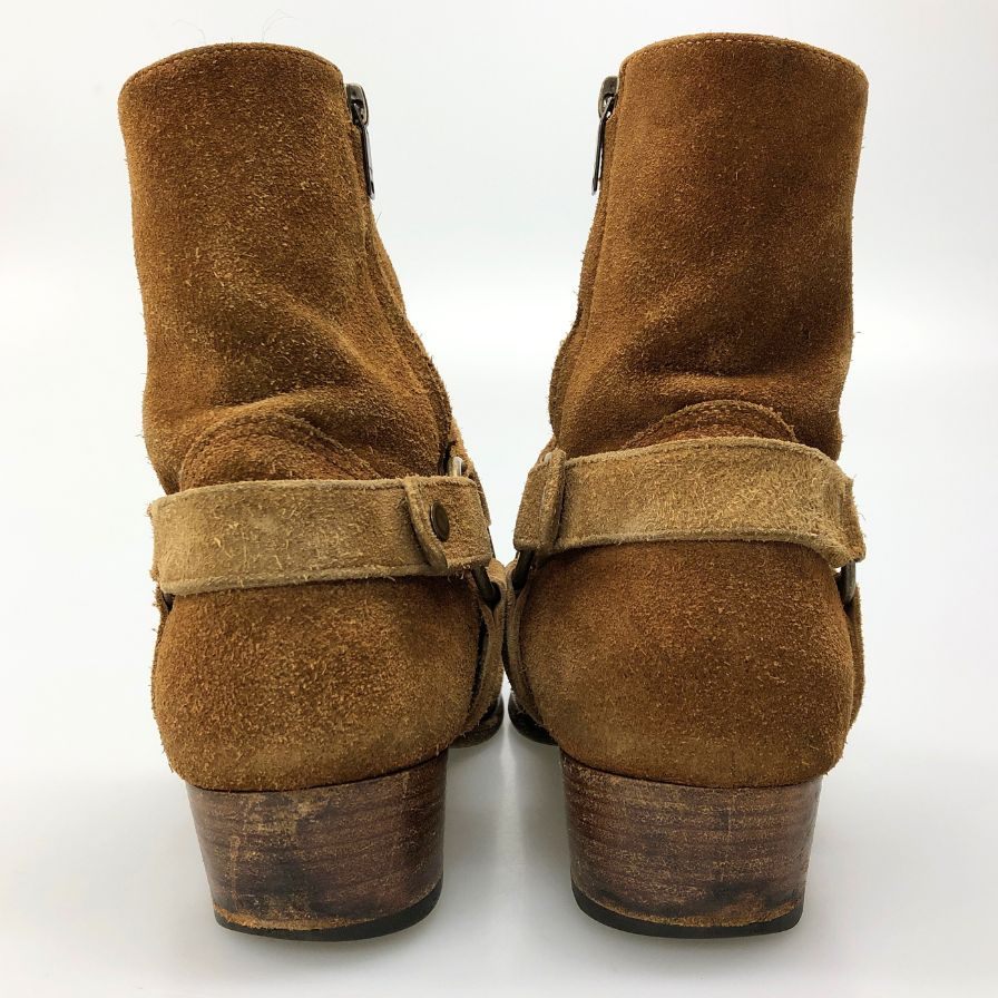 サンローラン ハーネスブーツ ワイアット スエード メンズ ブラウン サイズ43 saint laurent paris 約27.5cm【AFC45】