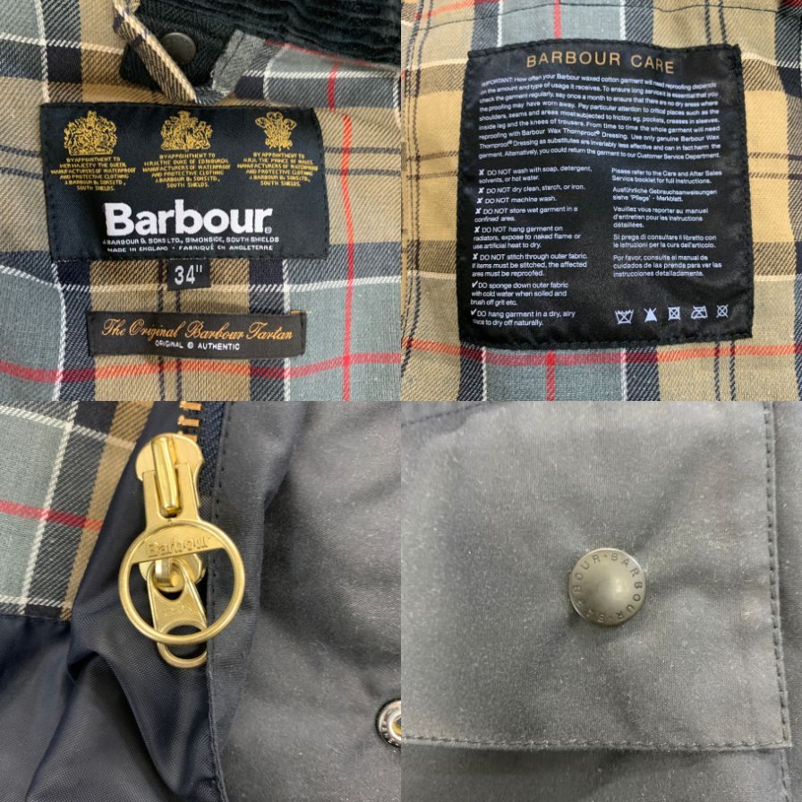 バブアー SL ボーダー ワックスド コート 英国製 メンズ サイズ 34 ダークネイビー Barbour【LA】
