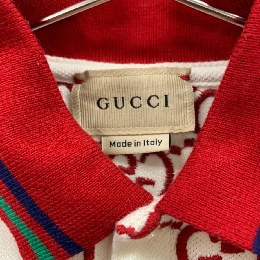 美品◆グッチ ポロシャツ GG柄 コットン ホワイト キッズ サイズ36 660746 GUCCI 【AFB8】