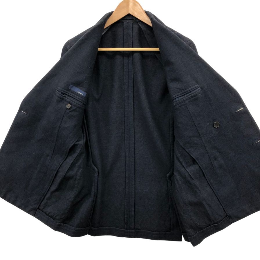 美品◆ラルディーニ テーラードジャケット ダブル ウール メンズ ブラック サイズ42 LARDINI 【AFB47】