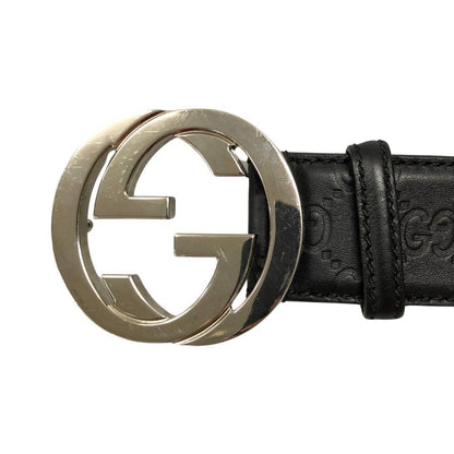 グッチ レザーベルト グッチシマ ブラック サイズ80・32 114984 GUCCI【AFI2】