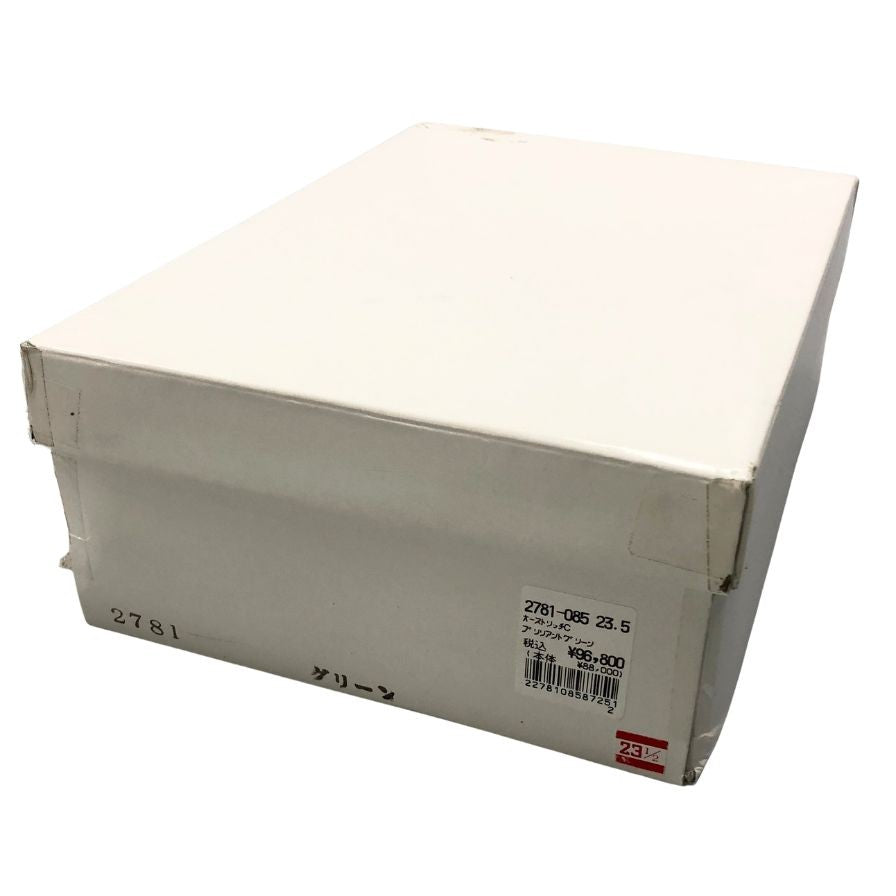 新宿屋 レザースニーカー オーストリッチ 2781-085 ホワイト×グリーン 23.5cm レディース shinjukuya 約23.5cm【7-5】