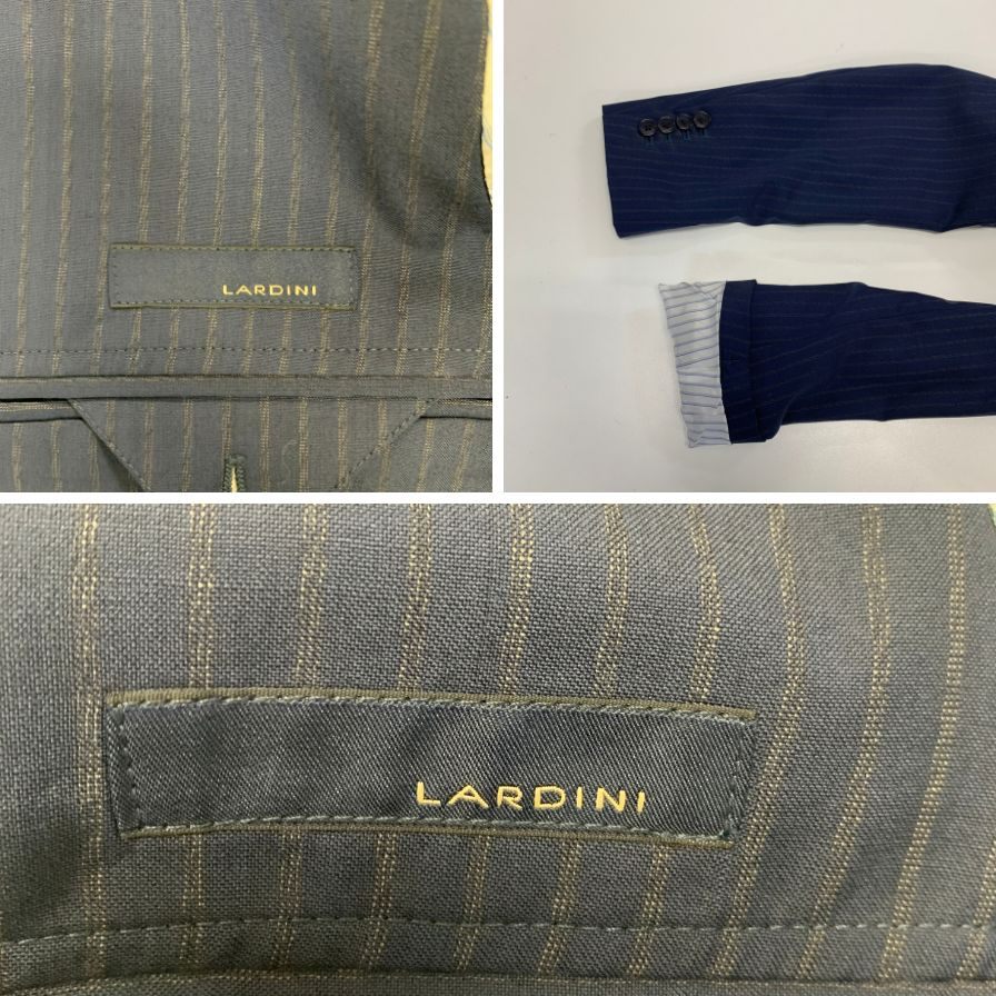 ラルディーニ スーツ ストライプ柄 ウール グレー系 メンズ ネイビー系 サイズ42REG LARDINI【AFG1】