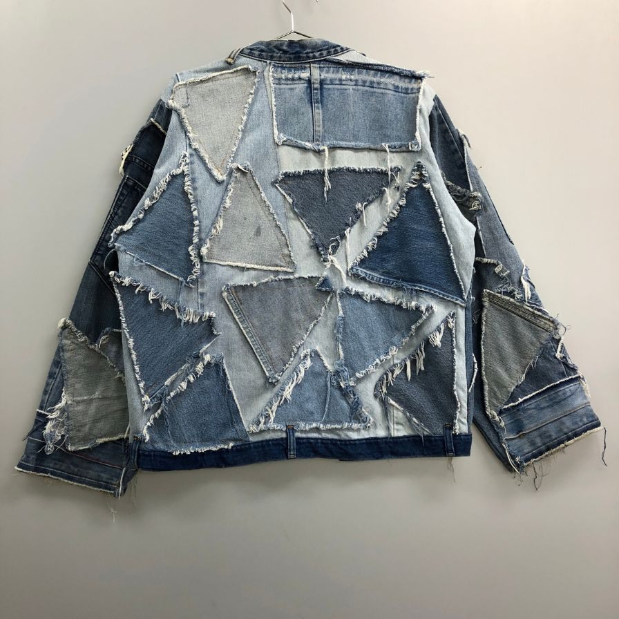 美品◆ノーブランド 再構築 リメイク デニム ジャケット ブルー サイズ不明 【AFB36】