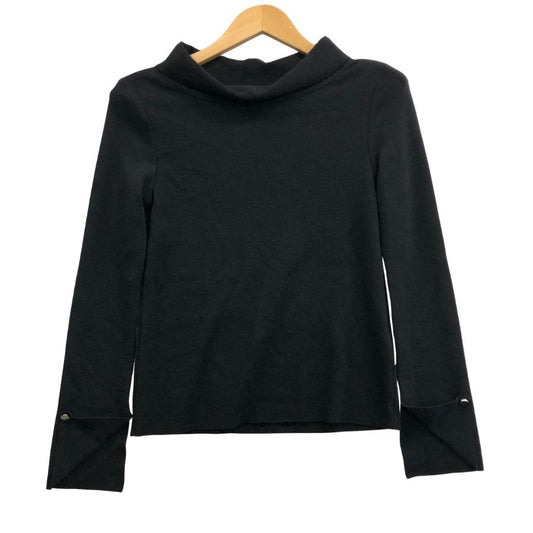 美品◆フォクシ―ニューヨーク ニット 37123 オフタートルネック ウール 肩パッド付 ブラック サイズ38 FOXEY NEWYORK 【AFB10】