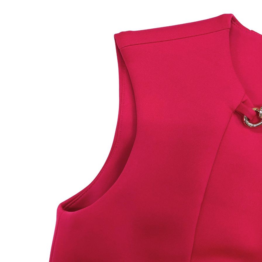 極美品◆カルバンクライン チェーン付き ノースリーブ ドレス ピンク サイズ4 レディース タイトシルエット ワンピース CalvinKlein 【AFB8】