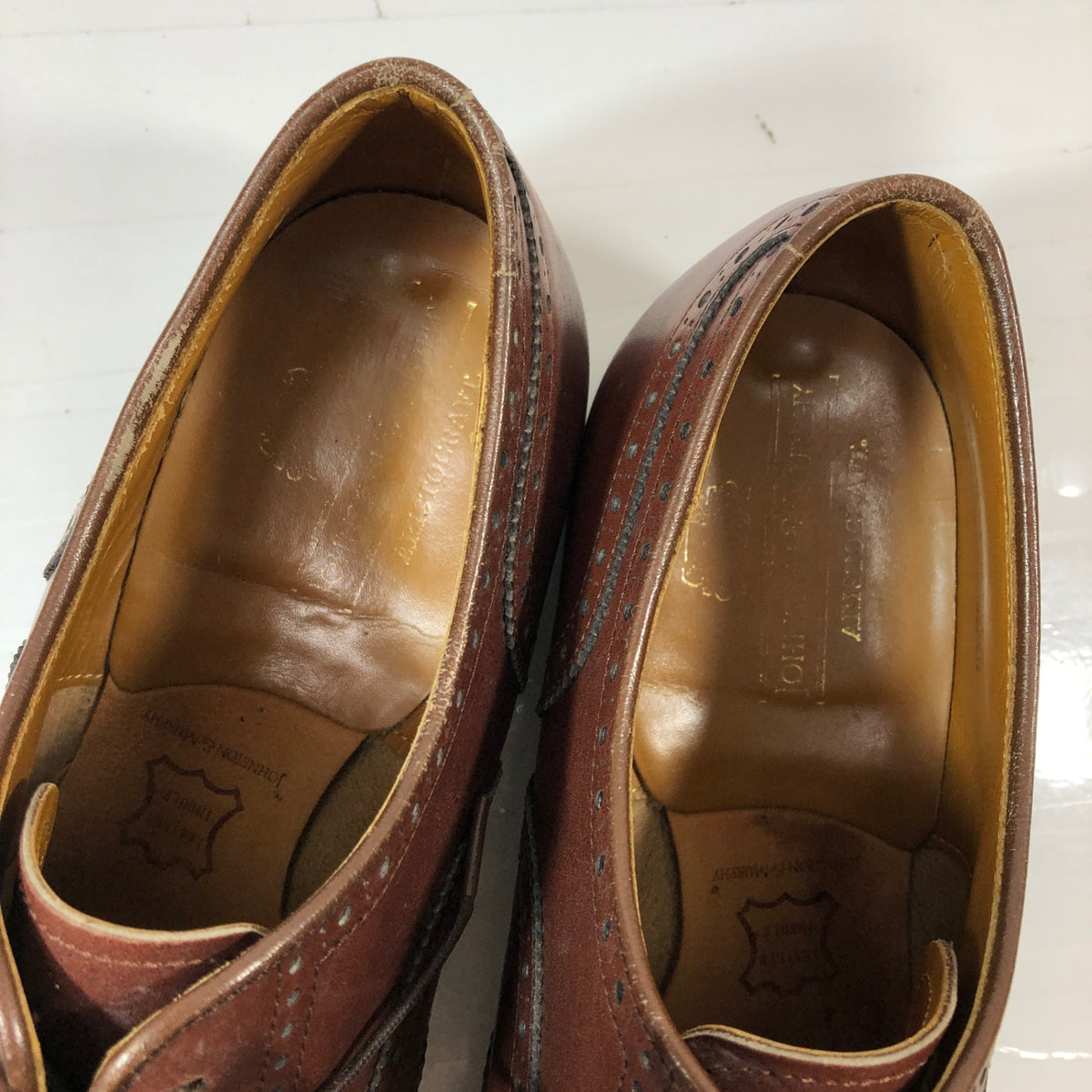 ジョンストン＆マーフィー レザーシューズ ウイングチップ メンズ サイズ8.5 ブラウン JOHNSTON & MURPHY 約26.5cm【AFC1】