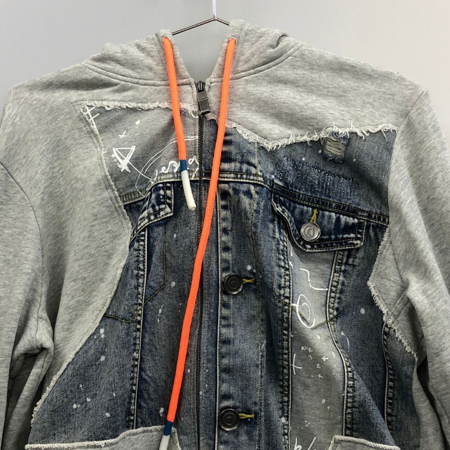 中古◆デシグアル パーカー デニム切り替え サイズM グレー系 Desigual 【AFA13】
