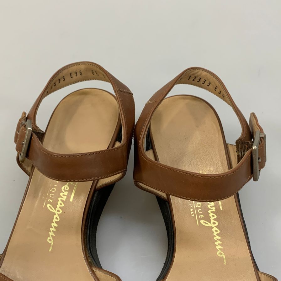 サルバトーレ フェラガモ サンダル ブラウン レディース サイズ6.5C Salvatore Ferragamo 約24.0cm【AFC45】