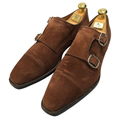 サントーニ レザーシューズ ダブルモンク スエード ブラウン サイズUK6.5 メンズ Santoni 約25.0cm【AFC41】