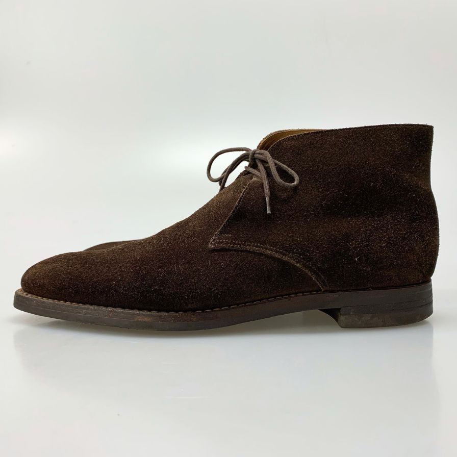 クロケット&ジョーンズ チャッカブーツ プレーントゥ テットベリー スエード ブラウン メンズ サイズ6.5E Crockett & Jones TETBURY ブーツ 約25.0cm【LA】【中古】