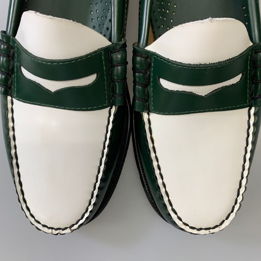 ジーエイチバス ローファー ウィージャンズ サイズ8.5 メンズ グリーン ホワイト G.H.Bass&Co. WEEJUNS LARSON ローファー 約26.5cm【LA】【中古】