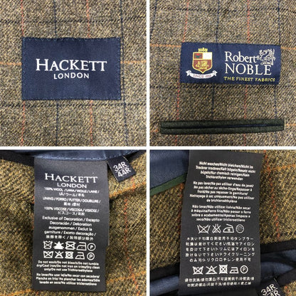 極美品◆ハケットロンドン  テーラードジャケット ウール 羊毛 チェック柄 グレー系 サイズ34R/44R HACKETT LONDON 【AFA1】
