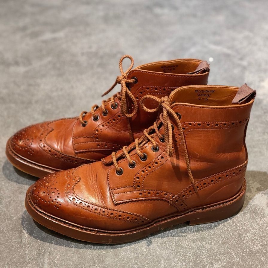 トリッカーズ カントリーブーツ SHIPS別注 2508 ウィングチップ カーフ レザー メンズ サイズ UK8 ブラウン Tricker’ｓ ブーツ 約26.5cm【LA】【中古】