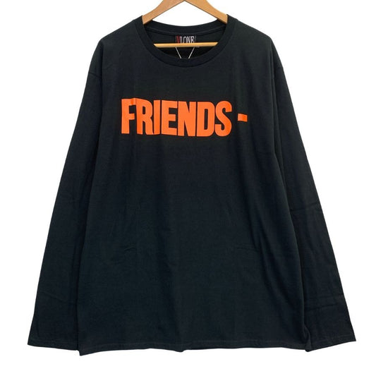 新品同様◆ヴィーロン ロンT 長袖 プリント ロゴ フレンズ ブラック オレンジ メンズ サイズXL VLONE FRIENDS 【AFB9】