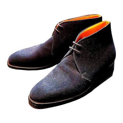 クロケット&ジョーンズ チャッカブーツ ウーバン スエード メンズ ネイビー サイズ7E CROCKETT&JONES WOBURN スエードシューズ 約25.0cm【LA】【中古】