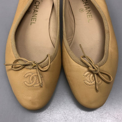 シャネル バレエシューズ CCマーク レディース サイズ37 ベージュ CHANEL 約23.5cm【AFC3】