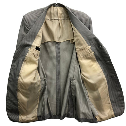 美品◆コルネリアーニ 3つボタン ジャケット ストライプ柄 シルク混 メンズ サイズ50 グレー系 CORNELIANI 【AFB46】
