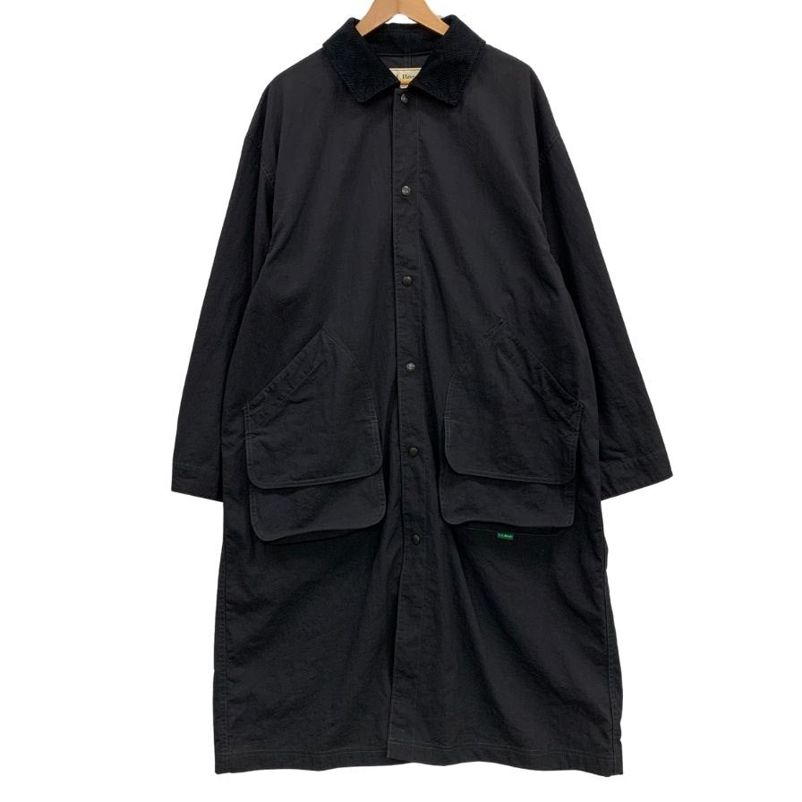 美品◆エルエルビーン コート ロング フィールドコート コーデュロイ切替 ナイロン ブラック メンズ サイズM L.L.Bean 【AFA19】
