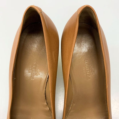 エルメス レザーシューズ パンプス オープントゥ シェーヌダンクル レディース  サイズ36 ブラウン Hermès 約23.0cm【AFC29】