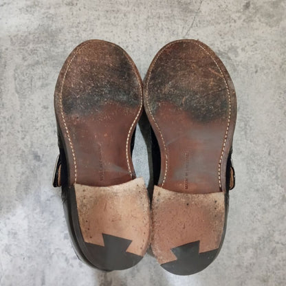 トリッカーズ M7610 ワンストラップシューズ タッセル付き ブラック スエードパテントレザーコンビ  メンズ サイズUK7  Tricker's スリッポン 約25.5cm【LA】【中古】