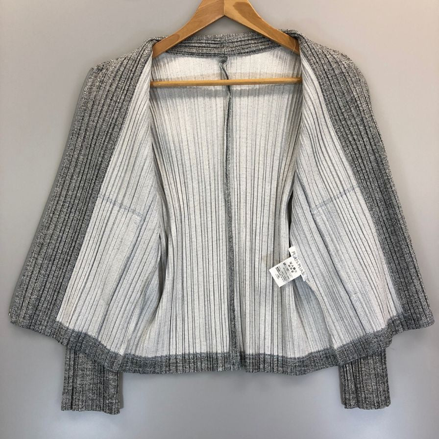 美品◆プリーツプリーズ ブルゾンジャケット PP73-JC603 ポリエステル レディース グレー サイズ3 PLEATS PLEASE 【AFB29】