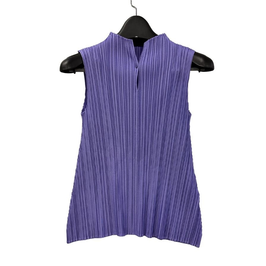 美品◆プリーツプリーズ ノースリーブ カットソー レディース パープル サイズ3 PP53-JK281 PLEATS PLEASE ISSEY MIYAKE 【AFB27】