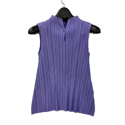 美品◆プリーツプリーズ ノースリーブ カットソー レディース パープル サイズ3 PP53-JK281 PLEATS PLEASE ISSEY MIYAKE 【AFB27】