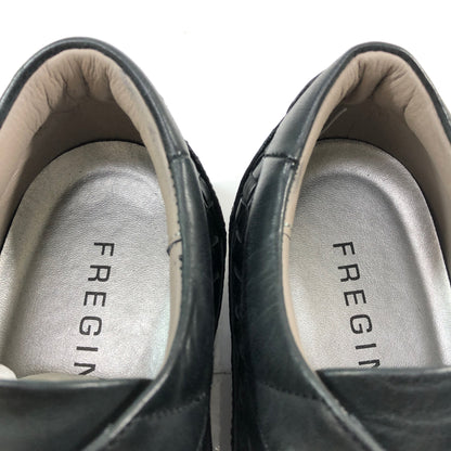 フレジーノ レザースニーカー ブラック 編み込み レディース サイズ24.5EEE FREGINO 約24.5cm【AFD15】