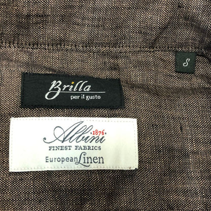極美品◆ブリッラ ペル イル グスト 長袖シャツ リネン アルビニ社 ブラウン サイズS Brilla per il gusto 【AFB19】