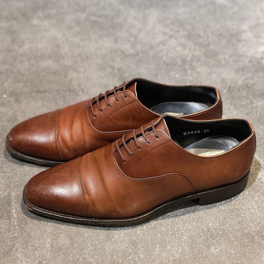 スコッチグレイン レザーシューズ 03446ストレートチップ ブラウン メンズ サイズ25 SCOTCH GRAIN ビジネスシューズ 約25.0cm【LA】【中古】