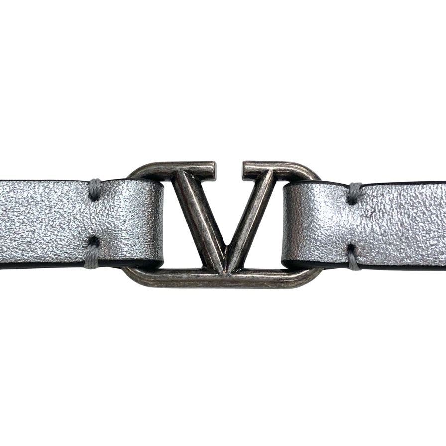 ヴァレンティノ レザー ブレスレット グレー シルバー金具 レディース VALENTINO
