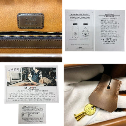 大峡製鞄 ダレスバッグ サンタクローチェ カーフ ブラウン ゴールド金具 メンズ OHBA【AFE8】