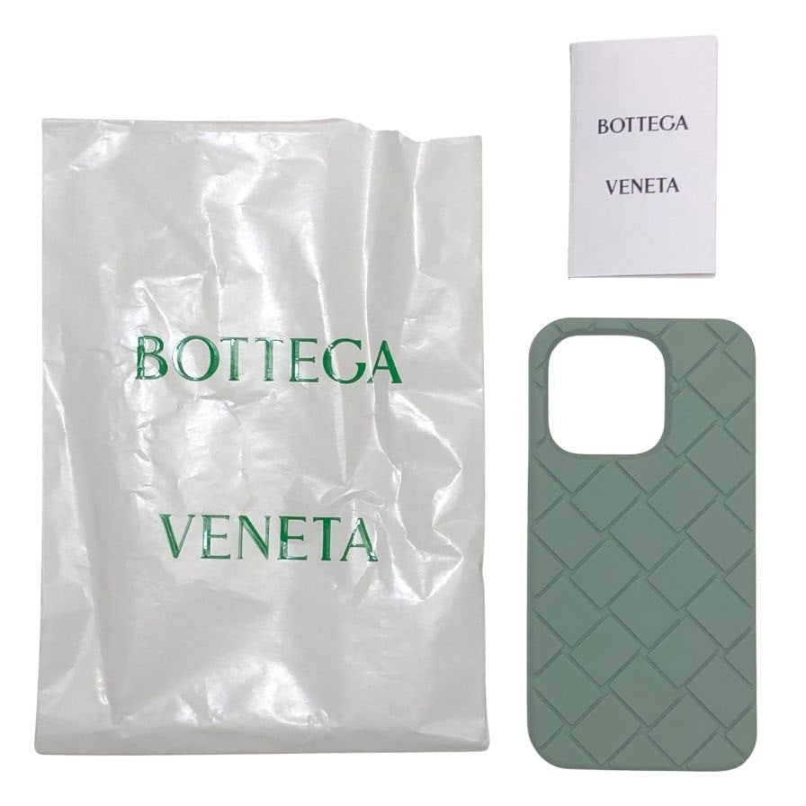 ボッテガヴェネタ iPhoneケース iPhone15Pro ラバー イントレチャート グリーン系 BOTTEGA VENETA【AFI27】【中古】