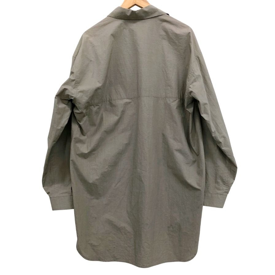 極美品◆アンセルム スキッパー ロングシャツ 長袖シャツ プルオーバー コットン リネン カーキ サイズ1 Ancellm 【AFB46】