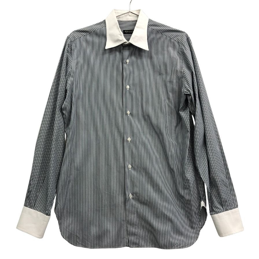 美品◆スティレラティーノ シャツ ストライプ グリーン系 メンズ サイズ40 15 4/3 Stile Latino 【AFB2】