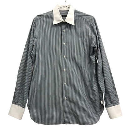 美品◆スティレラティーノ シャツ ストライプ グリーン系 メンズ サイズ40 15 4/3 Stile Latino 【AFB2】