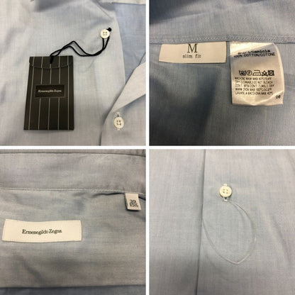 新品同様◆エルメネジルドゼニア 長袖ドレスシャツ ブルー サイズ39/15.5 メンズ Ermenegildo Zegna 【AFB33】