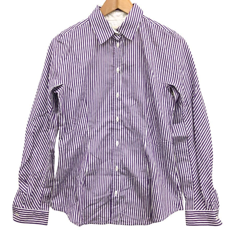 美品◆ウィークエンド マックスマーラ シャツ ストライプ コットン 長袖 ドレスシャツ パープル レディース サイズ38 WEEKEND MaxMara 【AFB34】