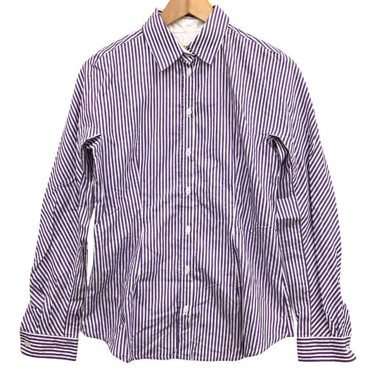美品◆ウィークエンド マックスマーラ シャツ ストライプ コットン 長袖 ドレスシャツ パープル レディース サイズ38 WEEKEND MaxMara 【AFB34】