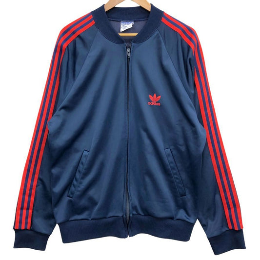 美品◆アディダス トラックジャケット USA製 バックプリント メンズ ネイビー サイズL adidas 【AFB47】