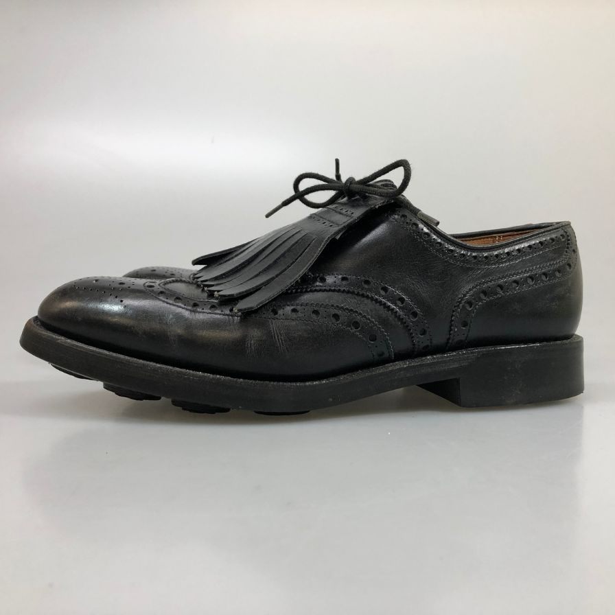 クロケット＆ジョーンズ ゴルフシューズ バークデール ウィングチップ キルト付き ブラック メンズ サイズ7E Crockett&Jones BIRKDALE 約25.5cm【AFC5】