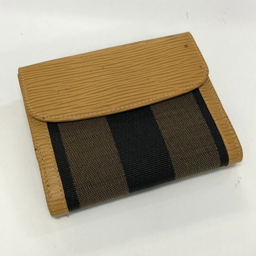フェンディ 二つ折り財布 オールドフェンディ ペカン柄 ストライプ柄  ブラウン系 FENDI S.A.S.【AFI16】